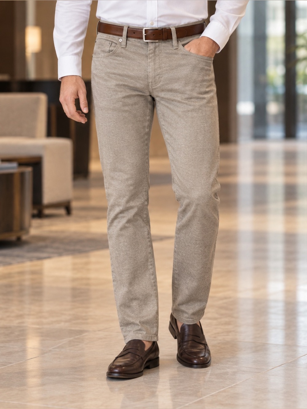 J. Hilburn Light Brown Heathered Cotton Stretch Pants Sz. 33